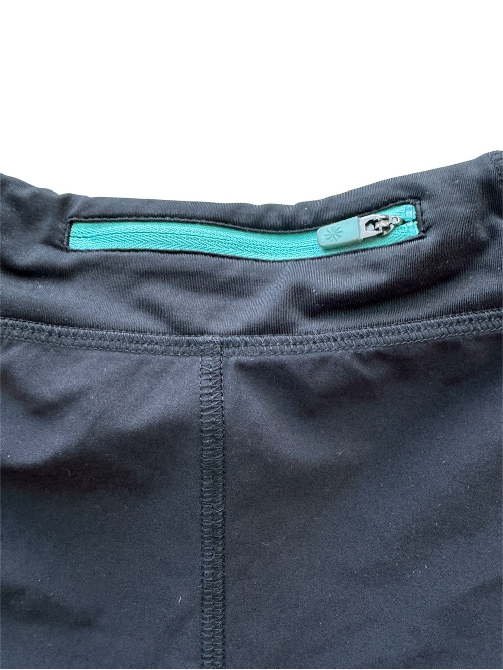 Athleta Girl Record Breaker 3" Running Shorts in Black with Aqua Zip Pocket - Picture 7 of 16